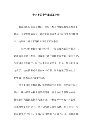 十六岁的少年走过夏宁街