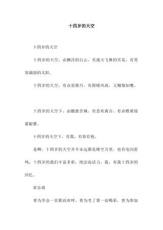 十四岁的天空