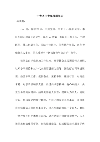 十大杰出青年推荐报告