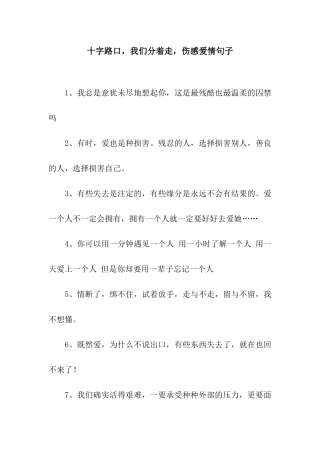 十字路口-我们分着走-伤感爱情句子