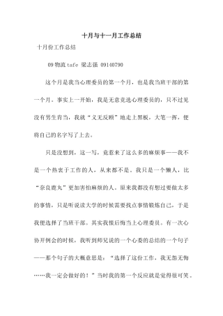 十月与十一月工作总结