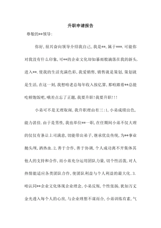 升职申请报告