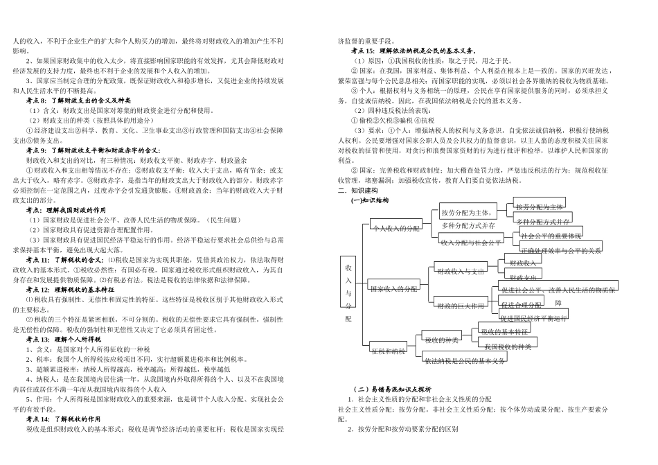 二轮复习辅助资料（第三专题）专题三：收入与分配_第2页
