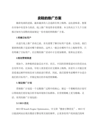 卖鞋的推广方案