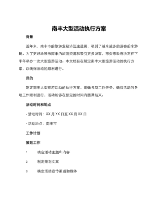 南丰大型活动执行方案