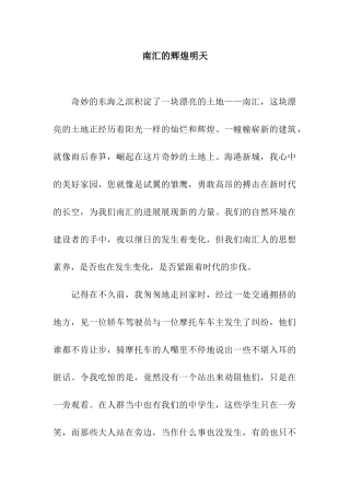 南汇的辉煌明天