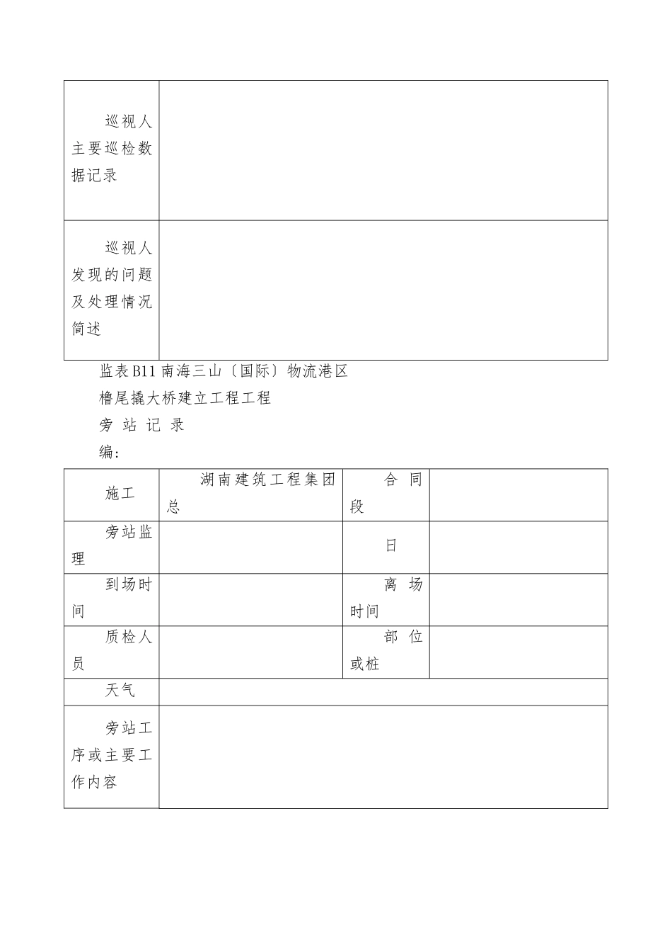 南海三山物流港区橹尾撬大桥建设工程项目监理日志_第3页