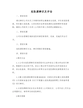 危险源辨识及评估