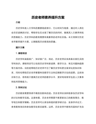 历史教师素质提升方案