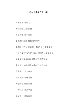 历年安全生产月口号
