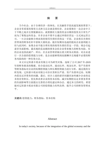 纸业有限公司偿债能力分析