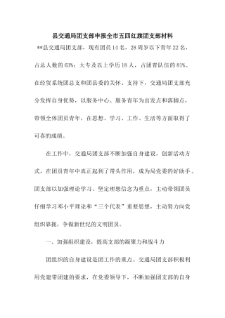 县交通局团支部申报全市五四红旗团支部材料