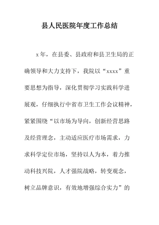 县人民医院年度工作总结--精编范文