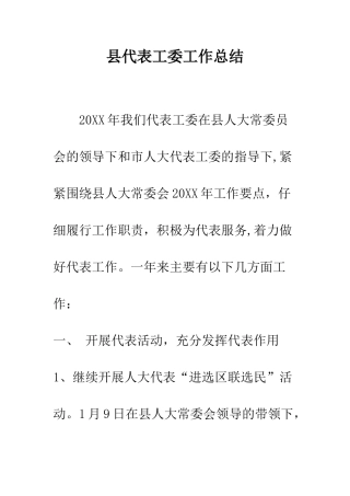 县代表工委工作总结--精编范文