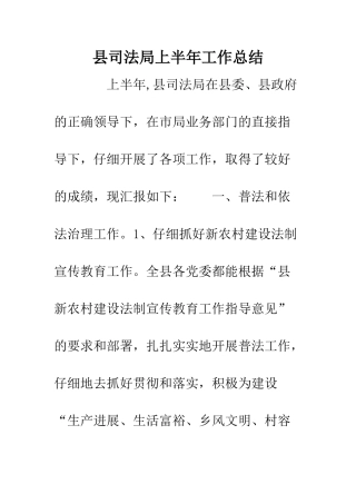 县司法局上半年工作总结--精编范文