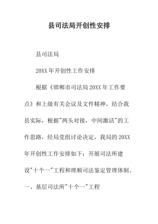 县司法局开创性安排--精编范文