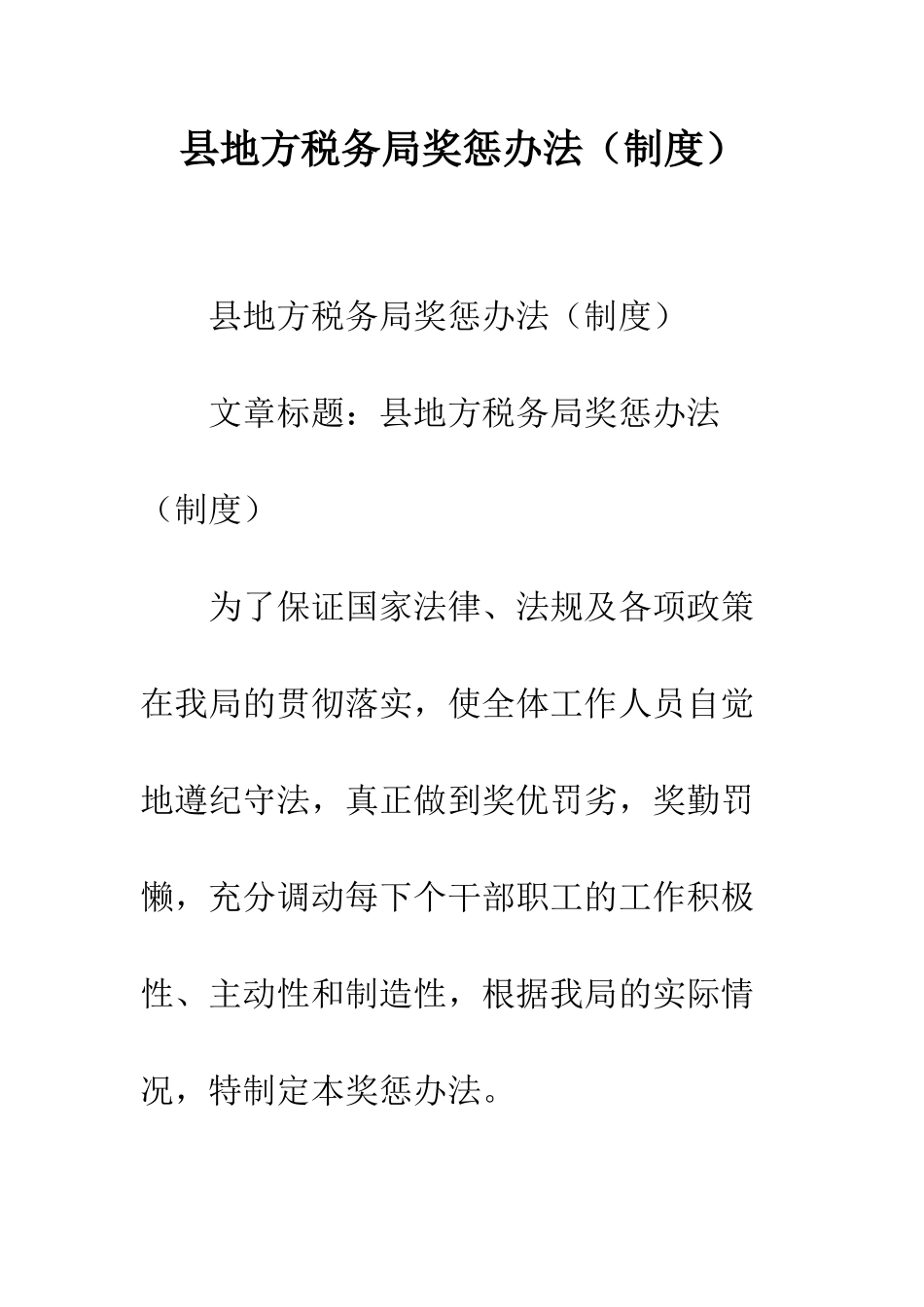 县地方税务局奖惩办法--精编范文_第1页