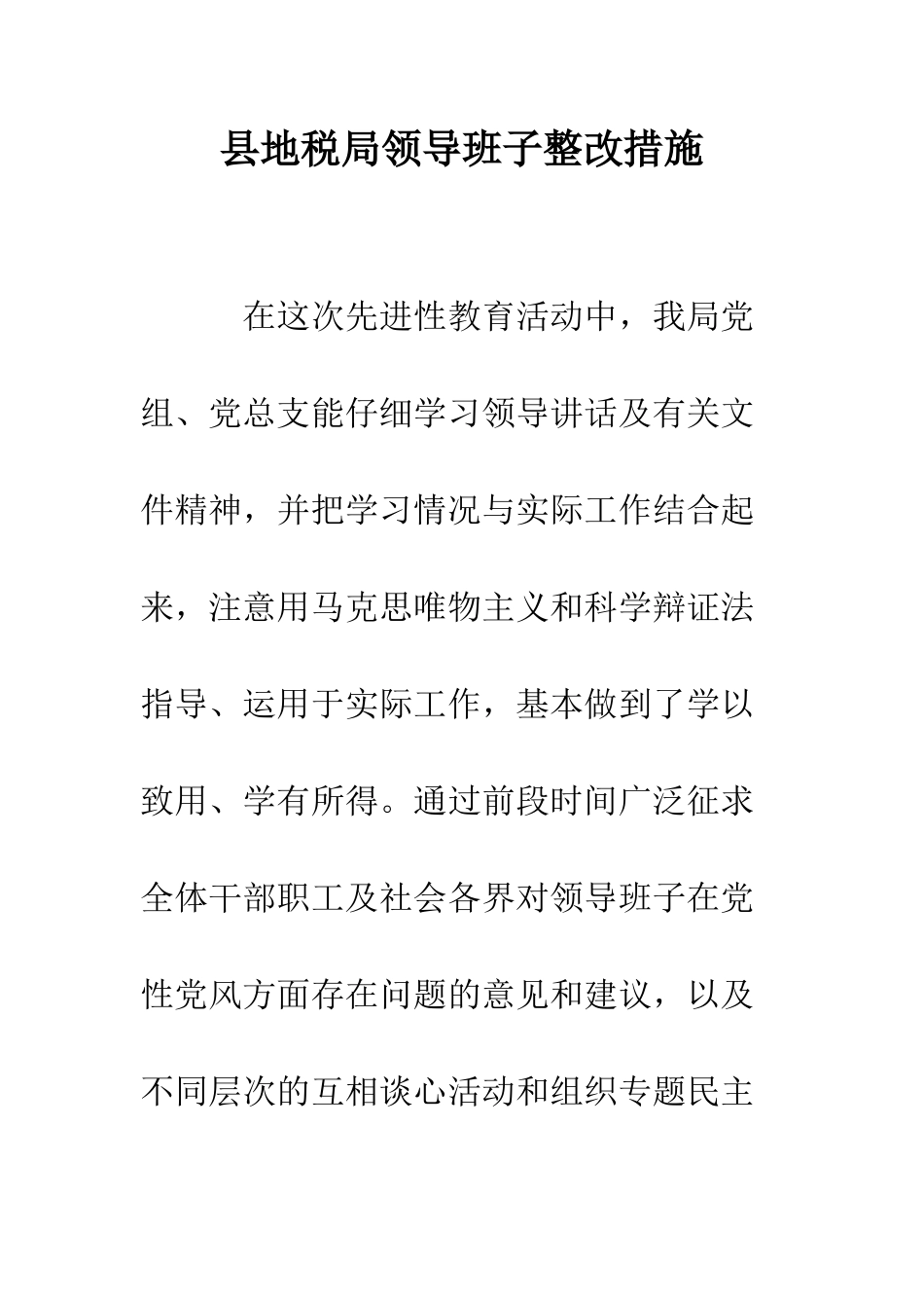 县地税局领导班子整改措施--精编范文_第1页