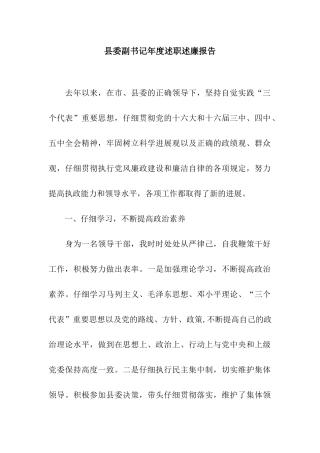 县委副书记年度述职述廉报告
