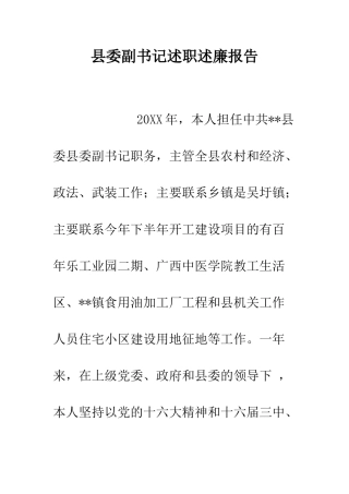 县委副书记述职述廉报告--精编范文