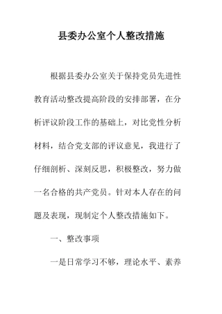 县委办公室个人整改措施--精编范文