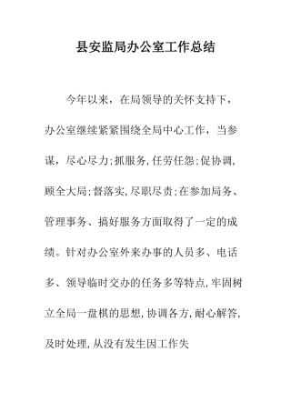 县安监局办公室工作总结--精编范文