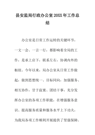 县安监局行政办公室2025年工作总结--精编范文