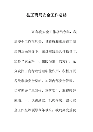县工商局安全工作总结--精编范文