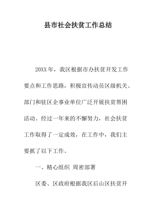 县市社会扶贫工作总结--精编范文