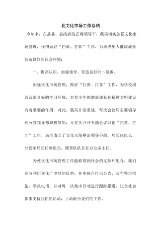 县文化市场工作总结