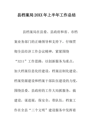 县档案局2025年上半年工作总结--精编范文
