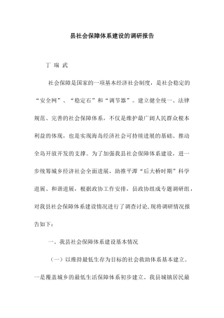 县社会保障体系建设的调研报告