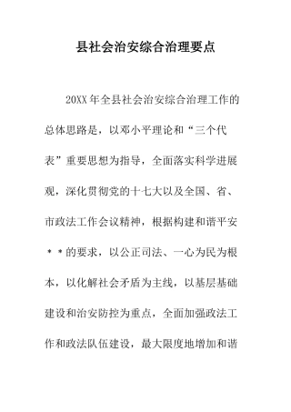县社会治安综合治理要点--精编范文