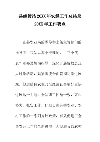 县经管站2025年农经工作总结及2025年工作要点--精编范文