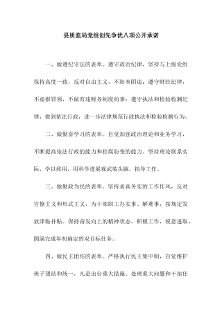 县质监局党组创先争优八项公开承诺