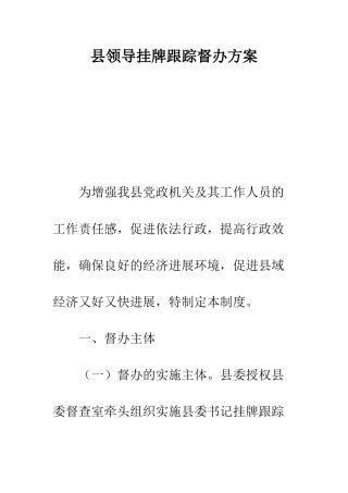 县领导挂牌跟踪督办方案--精编范文