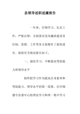 县领导述职述廉报告--精编范文