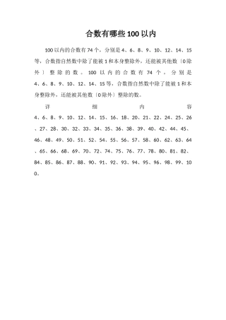合数有哪些100以内