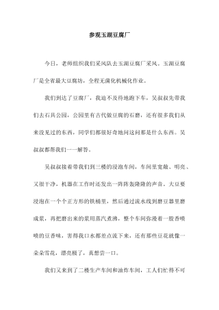 参观玉湖豆腐厂