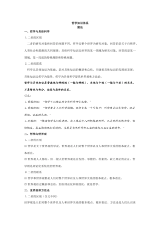 政治：哲学知识体系教学讲稿
