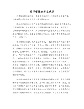 反习惯性违章之我见