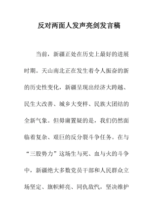 反对两面人发声亮剑发言稿--精编范文