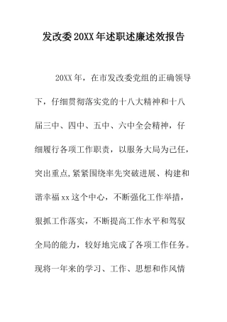 发改委2025年述职述廉述效报告--精编范文