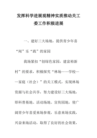 发挥科学发展观精神实质推进关工委工作积极发展--精编范文