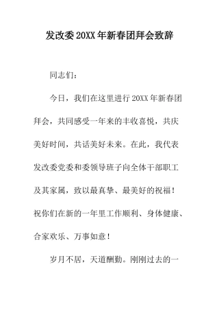 发改委2025年新春团拜会致辞--精编范文