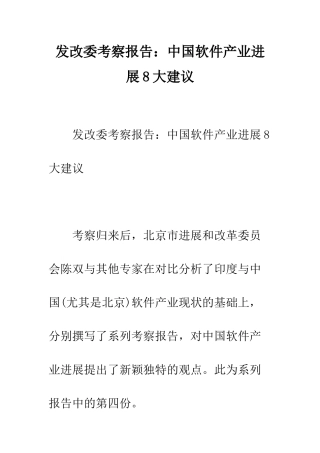 发改委考察报告中国软件产业发展8大建议--精编范文