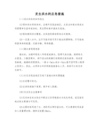 发生洪水的应急措施