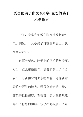 受伤的鸽子作文400字-受伤的鸽子小学作文