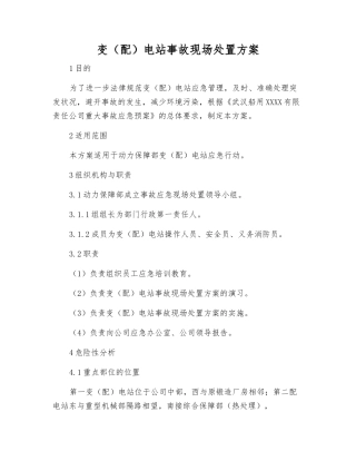 变电站事故现场处置方案