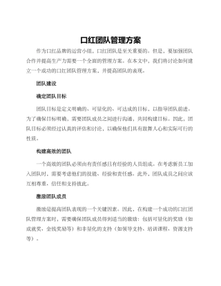 口红团队管理方案